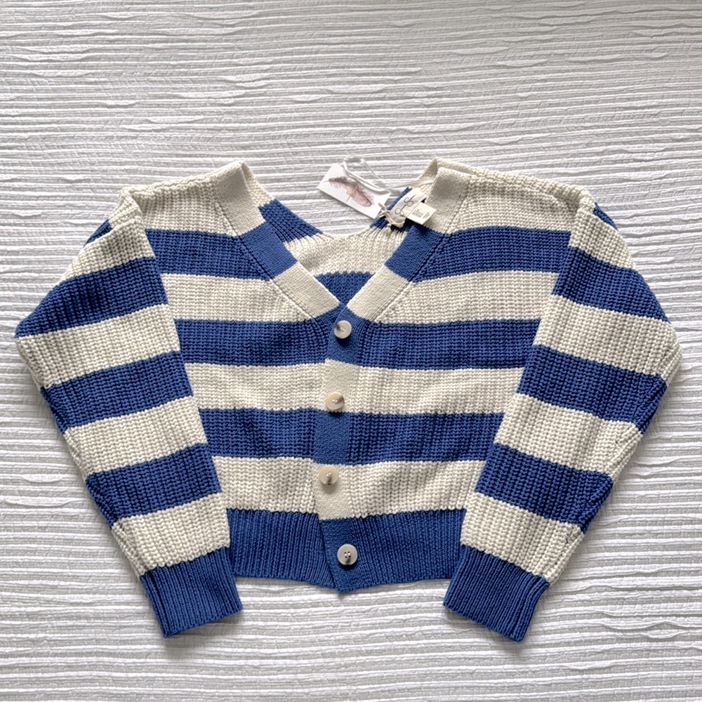 Jessica Simpson blue striped cardigan. Size S. NWT